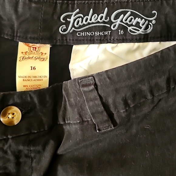 Faded Glory Black Chino Bermuda Shorts 16 - Picture 2 of 5